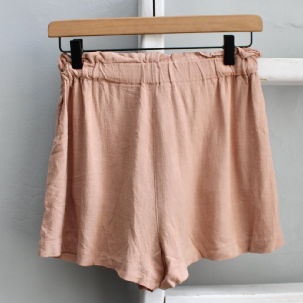 An Beoung Ho Light Pink High-Waisted Relax Fit Drawstring Shorts Size Small - Picture 2 of 3
